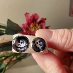 Vintage Marilyn Monroe's Face Pictured Earrings Silver